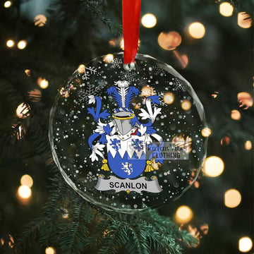 Scanlon Irish Clan Christmas Glass Ornament with Coat of Arms