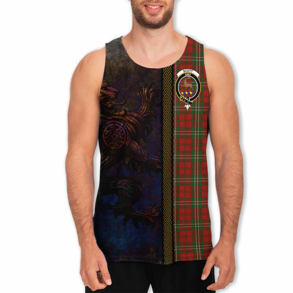 Scott Tartan Family Crest Men's Tank Top Alba Gu Brath Be Brave Lion Ancient Style Men - Tartan Vibes Clothing