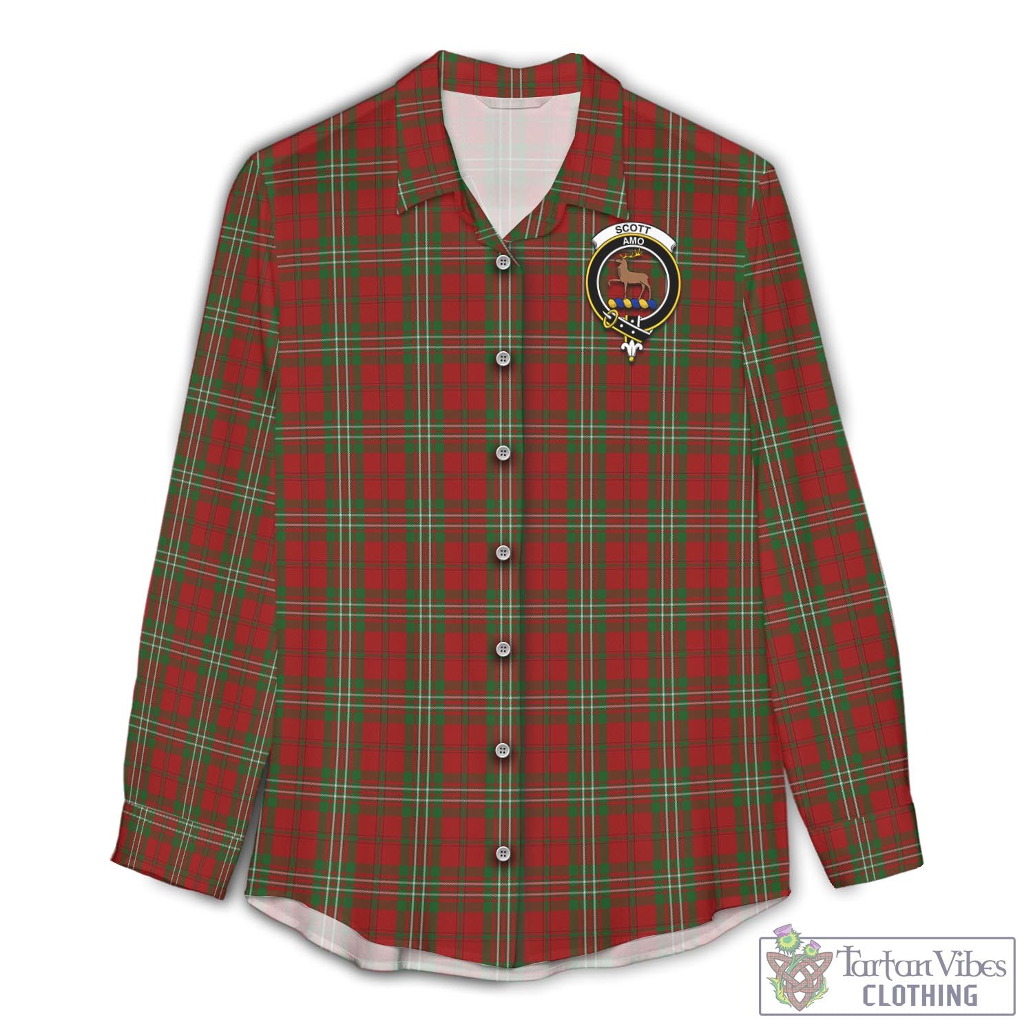 Tartan Vibes Clothing Scott Tartan Womens Casual Shirt with Family Crest