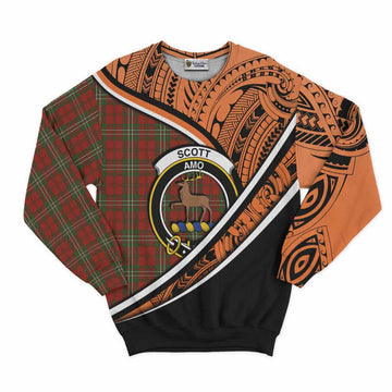 Scott Crest Tartan Sweatshirt with Polynesian Vibes Style - Orange Version