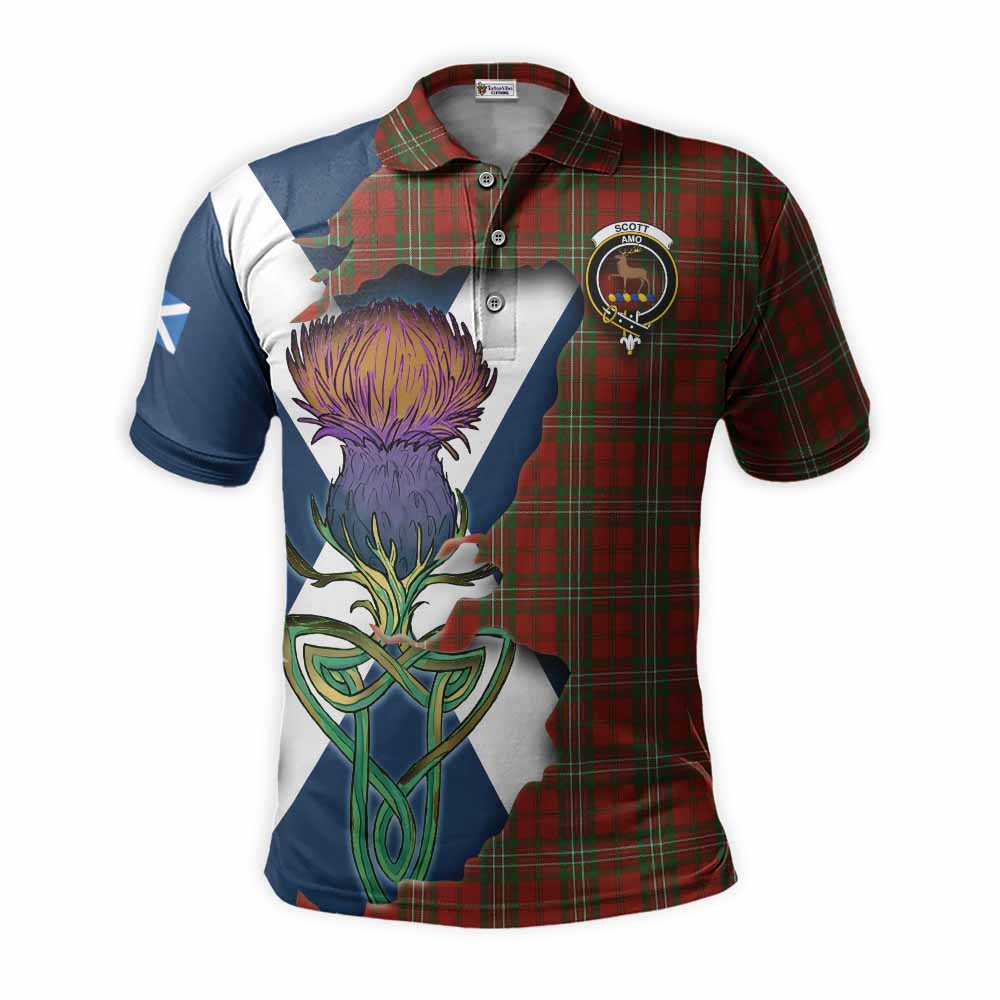 Scott Tartan Family Crest Polo Shirt Scottish Thistle Celtic Inspired Kid - Tartan Vibes Clothing