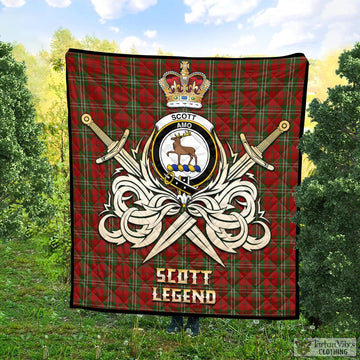 Scott Tartan Quilt with Clan Crest and the Golden Sword of Courageous Legacy