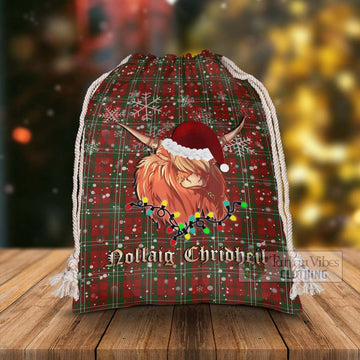 Scott Tartan Christmas Santa's Bag with Twinkle Highland Cattle