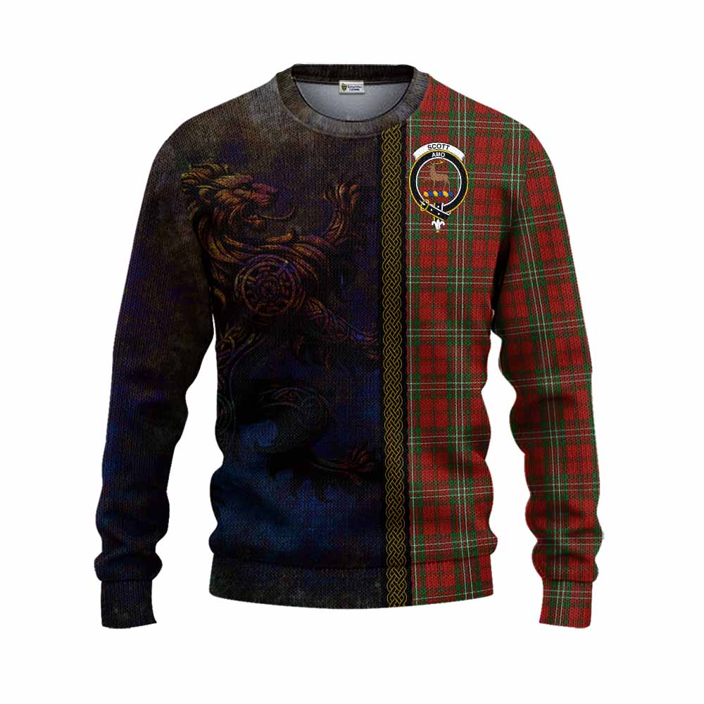 Scott Tartan Family Crest Knitted Sweater Alba Gu Brath Be Brave Lion Ancient Style Unisex - Tartan Vibes Clothing