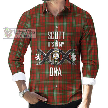 Scott Tartan Long Sleeve Button Shirt with Family Crest DNA In Me Style