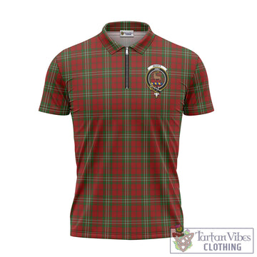 Scott Tartan Zipper Polo Shirt with Family Crest