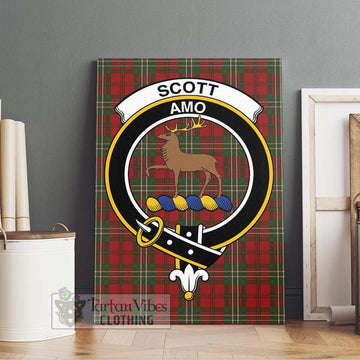 Scott Tartan Canvas Print Wall Art with Family Crest