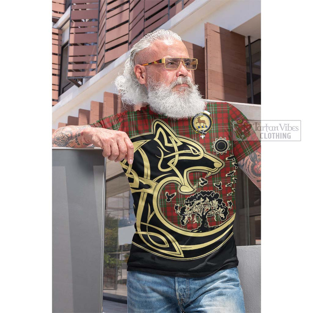 Tartan Vibes Clothing Scott Tartan Cotton T-shirt with Family Crest Celtic Wolf Style