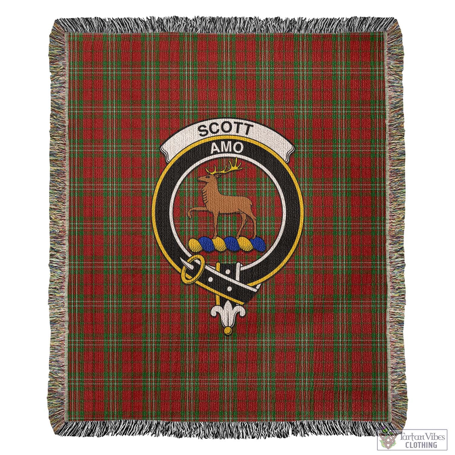 Tartan Vibes Clothing Scott Tartan Woven Blanket with Family Crest