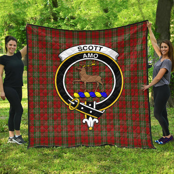 Scott Tartan Quilt with Family Crest