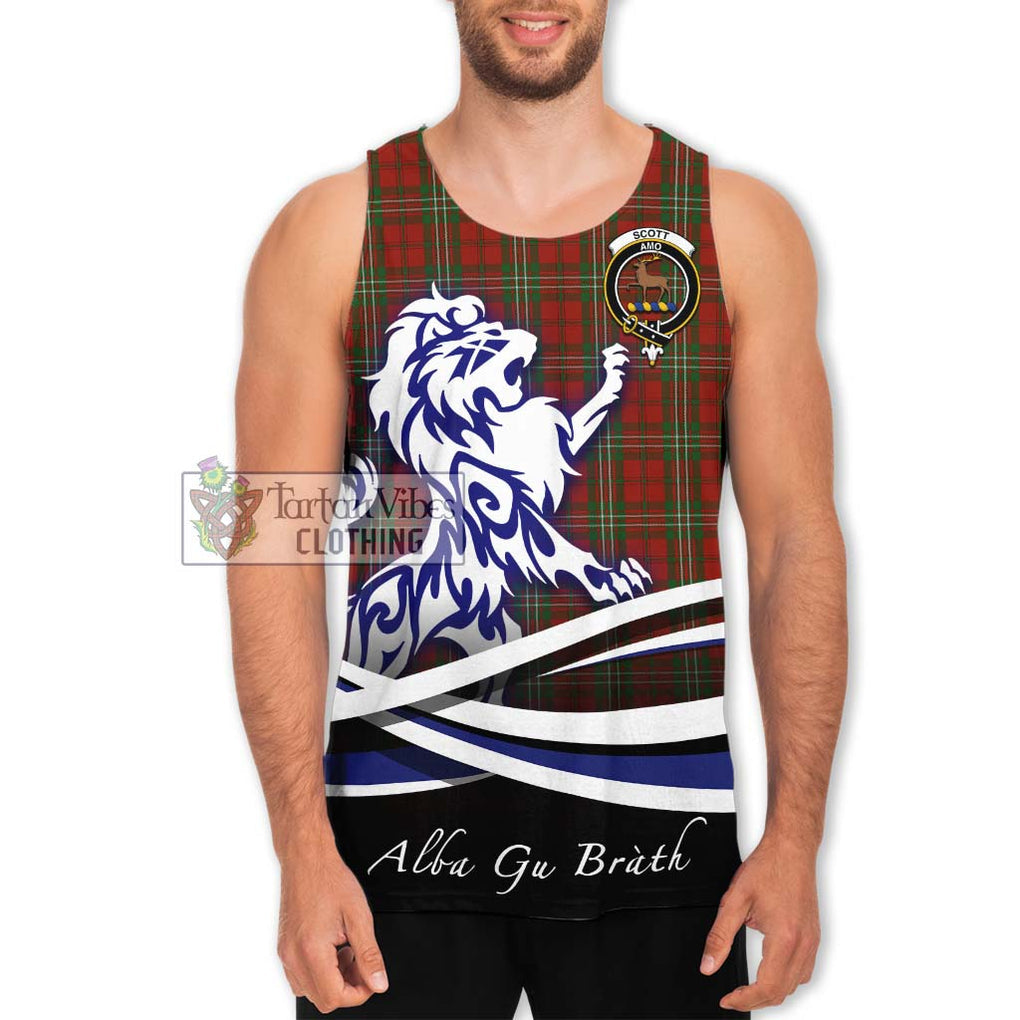 Scott Tartan Men's Tank Top with Alba Gu Brath Regal Lion Emblem Men - Tartanvibesclothing Shop