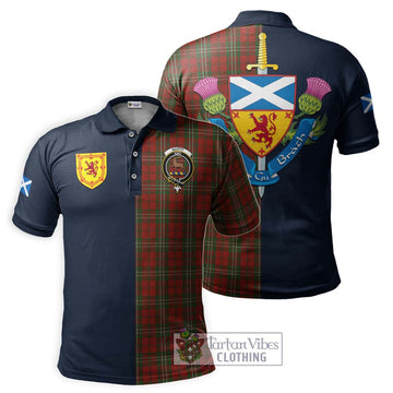 Scott Tartan Polo Shirt Alba with Scottish Lion Royal Arm Half Style Kid - Tartan Vibes Clothing