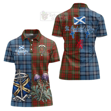 Scott Tartan Women's Polo Shirt Happy St. Andrew's Day Half Tartan Style