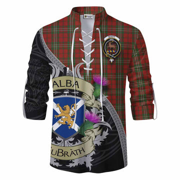 Scott Tartan Family Crest Ghillie Kilt Shirt Lion Rampant Royal Thistle Shield Celtic Inspired Men - Tartan Vibes Clothing