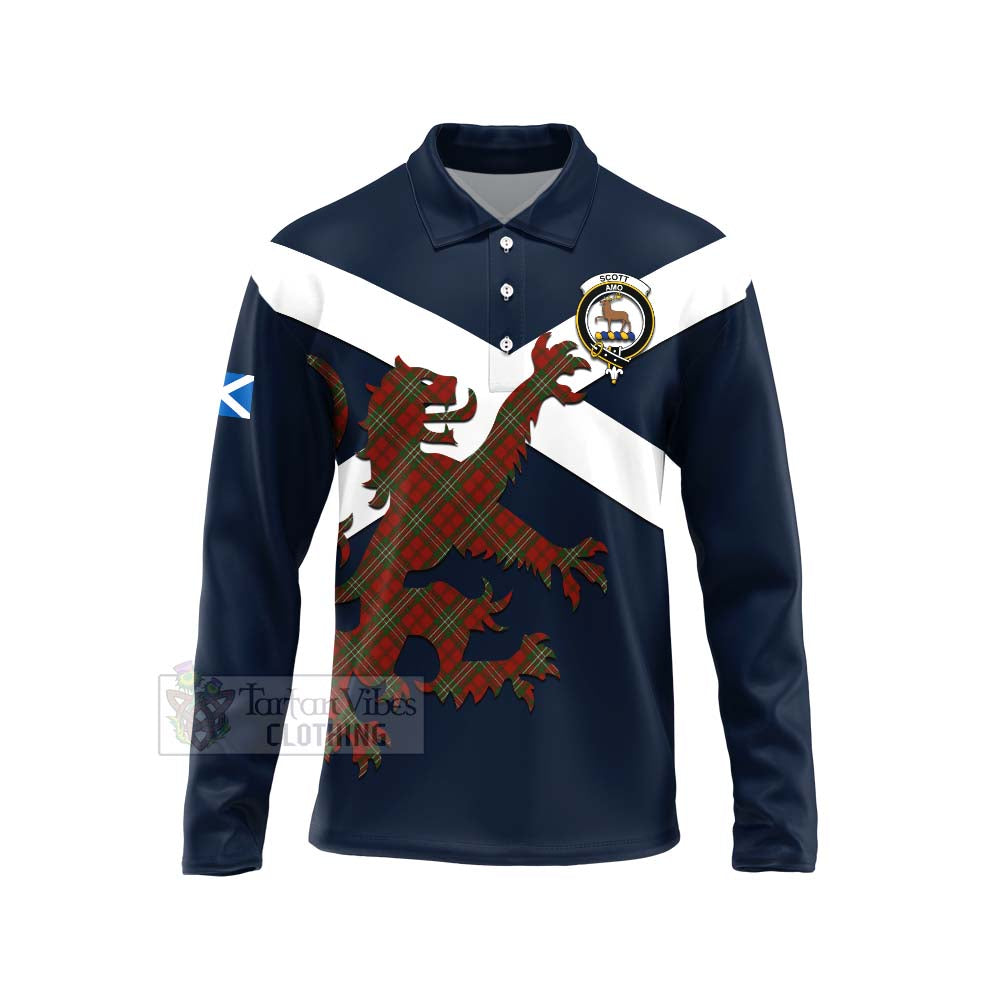 Tartan Vibes Clothing Scott Tartan Lion Rampant Long Sleeve Polo Shirt – Proudly Display Your Heritage with Alba Gu Brath and Clan Name