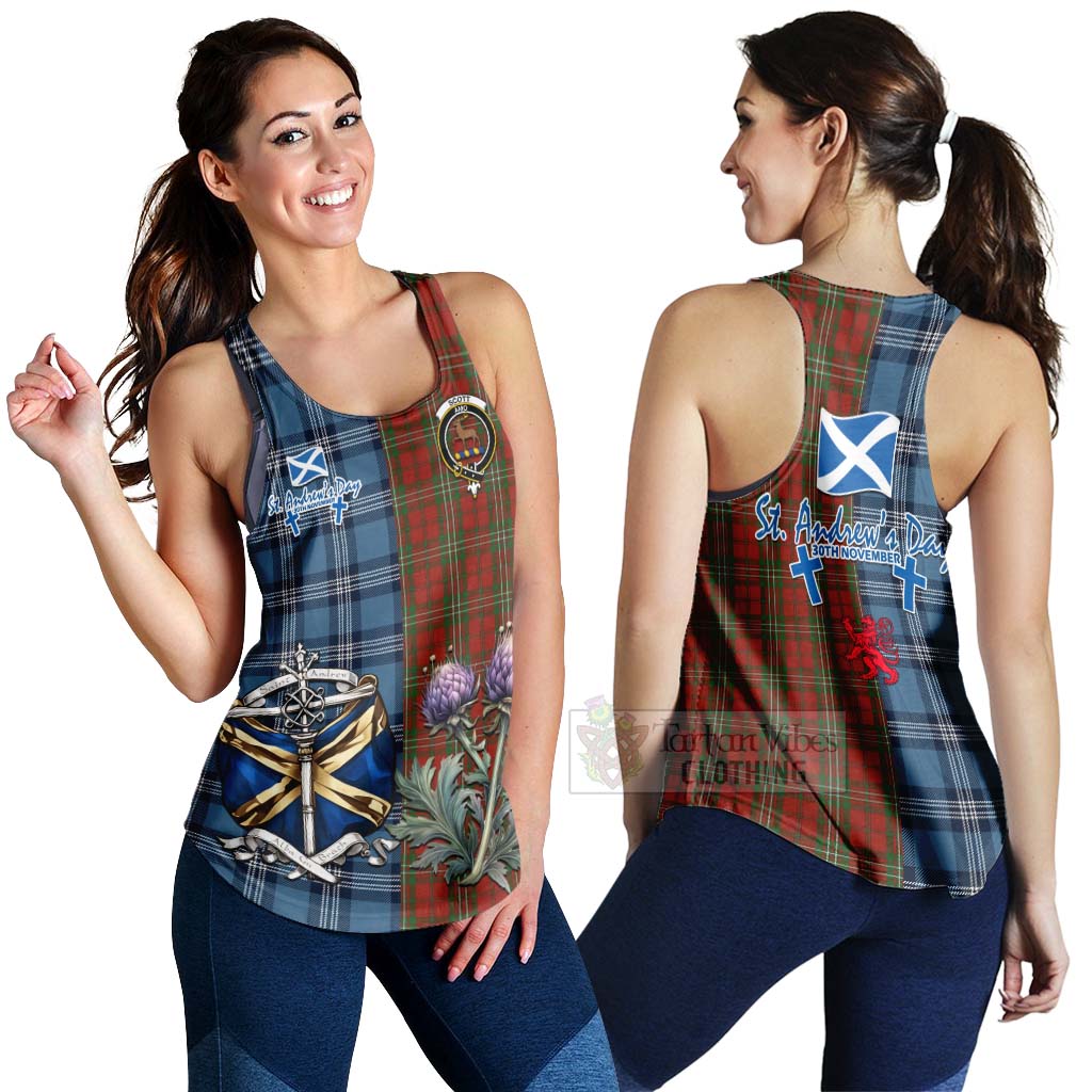 Tartan Vibes Clothing Scott Tartan Women's Racerback Tanks Happy St. Andrew's Day Half Tartan Style