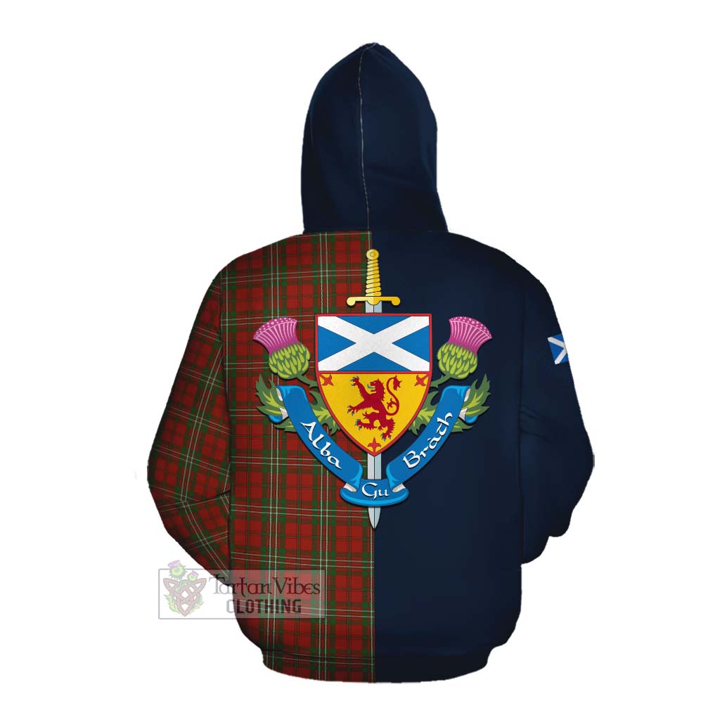 Tartan Vibes Clothing Scott Tartan Cotton Hoodie Alba with Scottish Lion Royal Arm Half Style