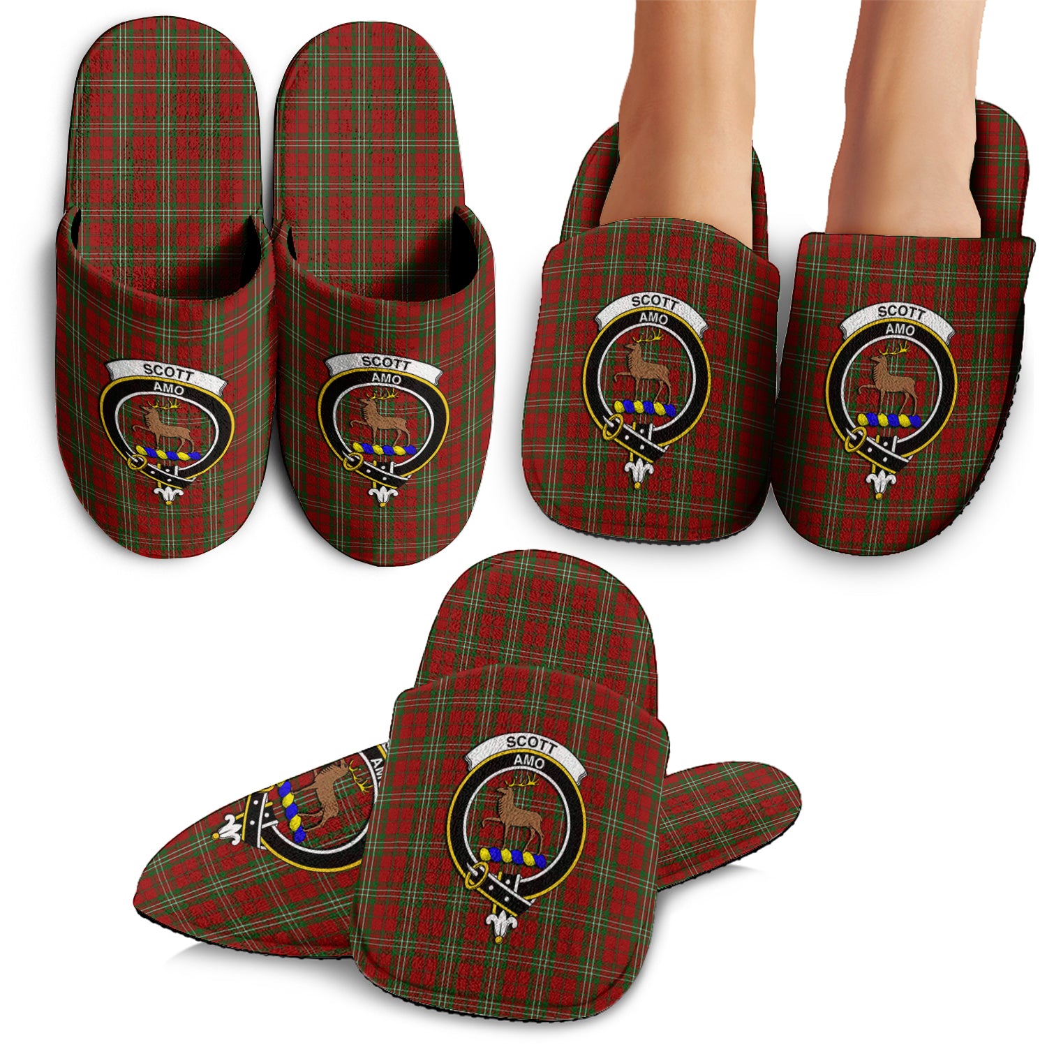 Scott Tartan Home Slippers with Family Crest - Tartan Vibes Clothing