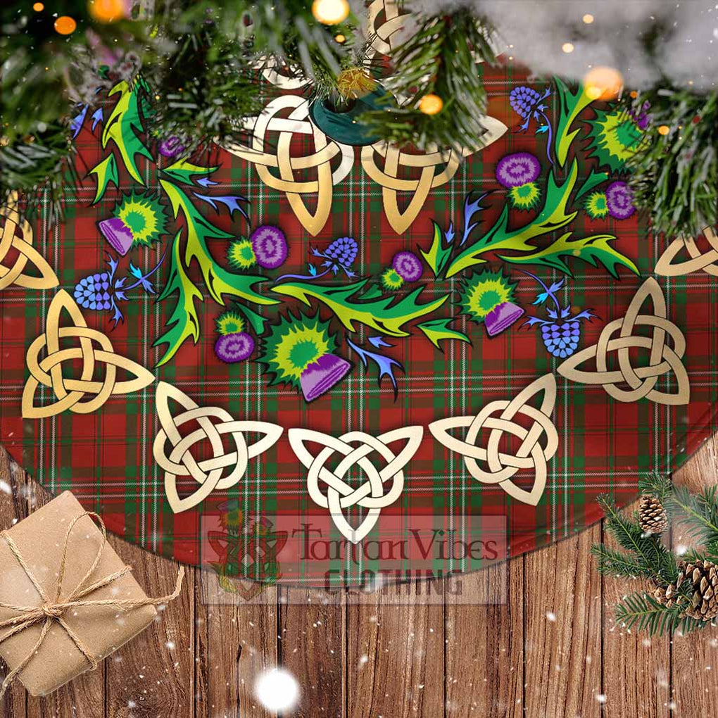 Tartan Vibes Clothing Scott Tartan Christmas Tree Skirt with Thistle Celtic Knot Style