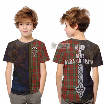 Scott Tartan Family Crest Kid T-Shirt Alba Gu Brath Be Brave Lion Ancient Style - Tartan Vibes Clothing