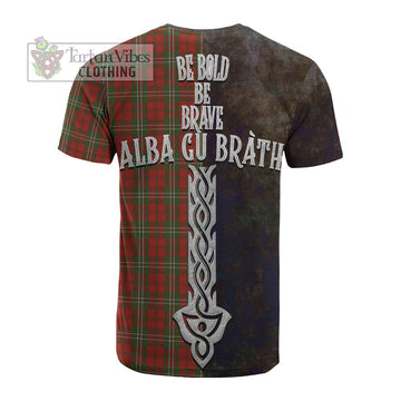 Scott Tartan Family Crest Cotton T-shirt Alba Gu Brath Be Brave Lion Ancient Style - Tartan Vibes Clothing
