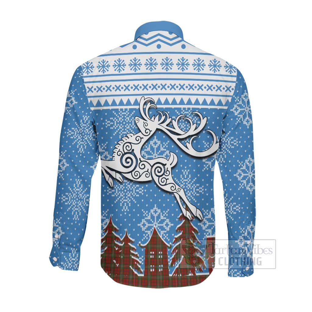 Scott Clan Christmas Long Sleeve Button Shirt Celtic Reindeer Style Men's Shirt - Tartan Vibes Clothing