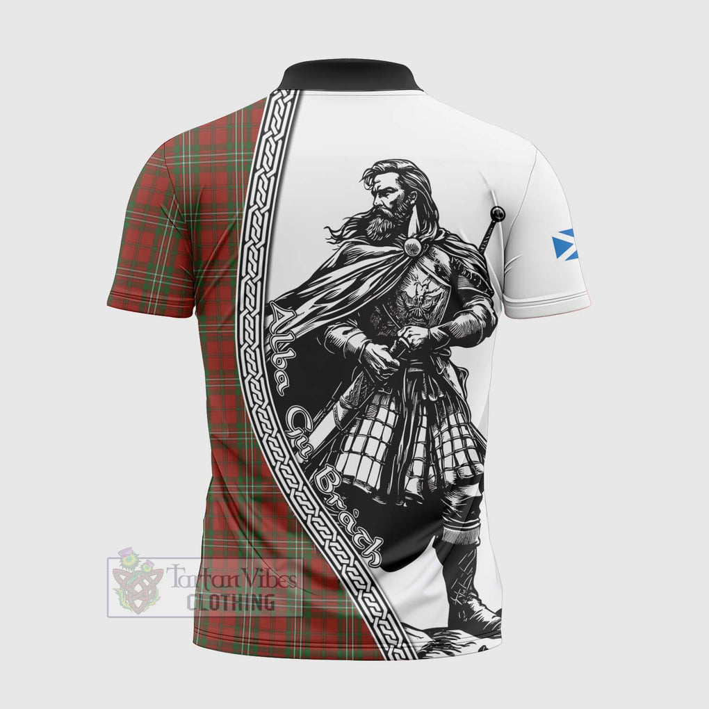 Tartan Vibes Clothing Scott Tartan Clan Crest Zipper Polo Shirt with Highlander Warrior Celtic Style