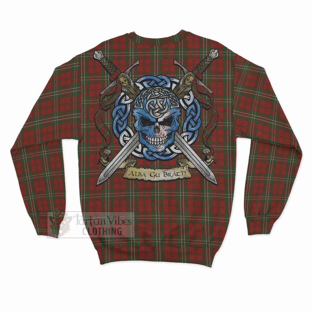 Scott Tartan Sweatshirt with Family Crest Celtic Skull Style - Tartan Vibes Clothing
