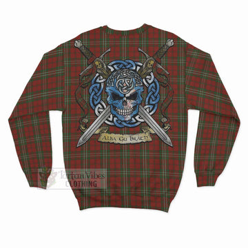 Scott Tartan Sweatshirt with Family Crest Celtic Skull Style