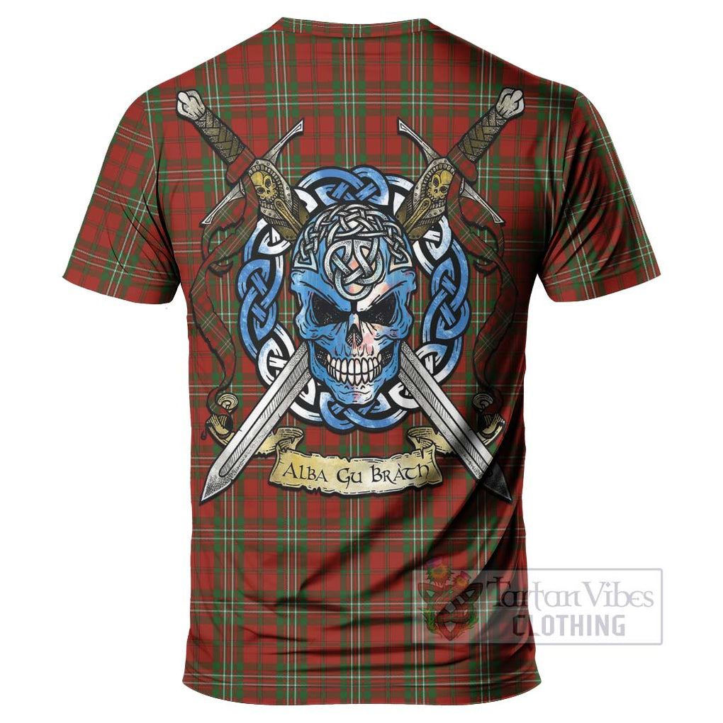 Tartan Vibes Clothing Scott Tartan T-Shirt with Family Crest Celtic Skull Style