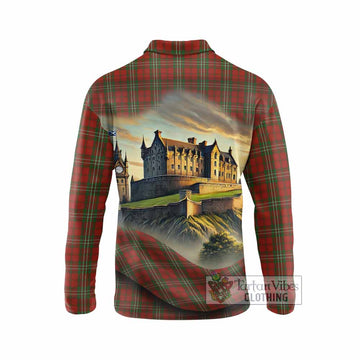 Scott Tartan Family Crest Long Sleeve Polo Shirt with Scottish Ancient Castle Style - Tartan Vibes Clothing