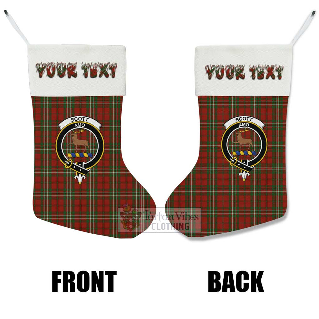 Tartan Vibes Clothing Scott Tartan Family Crest Christmas Stocking with Personalized Text