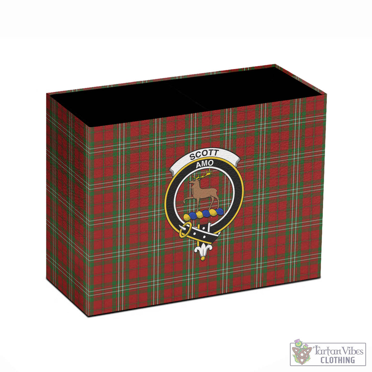 Scott Tartan Pen Holder with Family Crest - Tartan Vibes Clothing