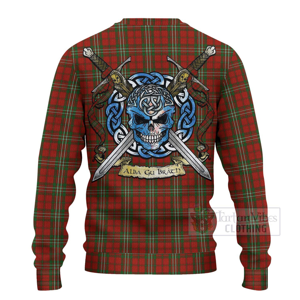Scott Tartan Ugly Sweater with Family Crest Celtic Skull Style - Tartan Vibes Clothing