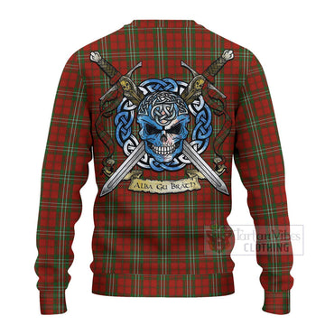 Scott Tartan Ugly Sweater with Family Crest Celtic Skull Style