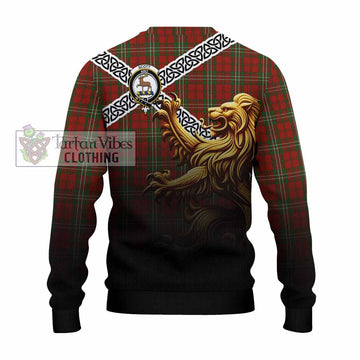 Scott Crest Tartan Knitted Sweater with Golden Lion Emblem Celtic Style - Tartan Vibes Clothing