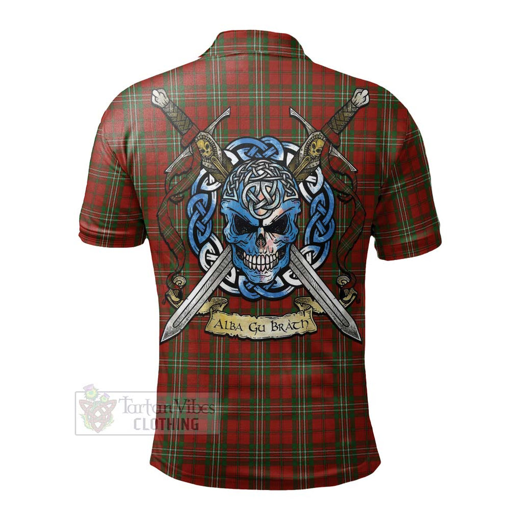 Tartan Vibes Clothing Scott Tartan Polo Shirt with Family Crest Celtic Skull Style