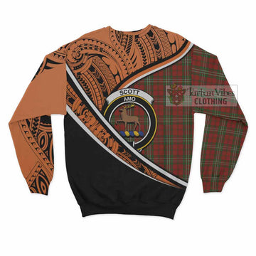 Scott Crest Tartan Sweatshirt with Polynesian Vibes Style - Orange Version