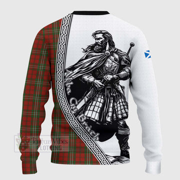 Scott Tartan Clan Crest Knitted Sweater with Highlander Warrior Celtic Style - Tartan Vibes Clothing