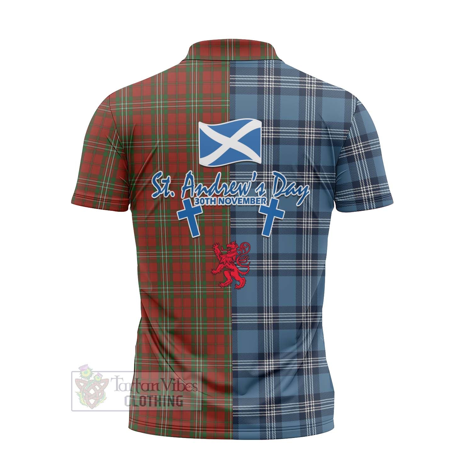 Tartan Vibes Clothing Scott Tartan Zipper Polo Shirt Happy St. Andrew's Day Half Tartan Style