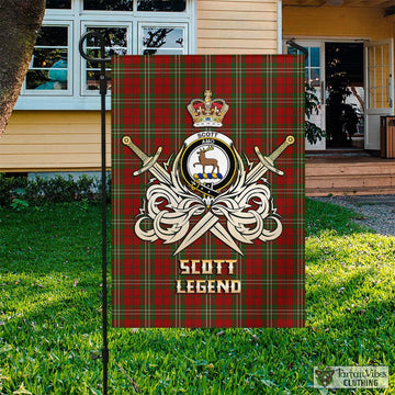 Scott Tartan Flag with Clan Crest and the Golden Sword of Courageous Legacy