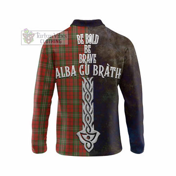 Scott Tartan Family Crest Long Sleeve Polo Shirt Alba Gu Brath Be Brave Lion Ancient Style - Tartan Vibes Clothing