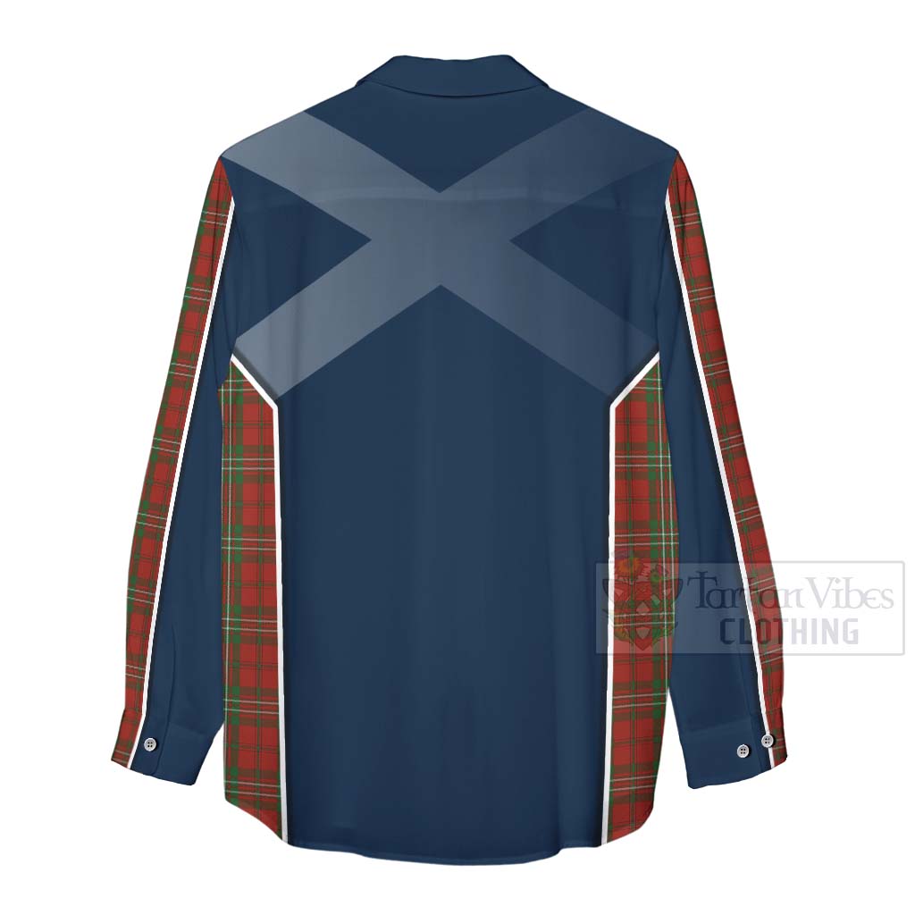 Tartan Vibes Clothing Scott Tartan Women's Casual Shirt with Family Crest and Scottish Thistle Vibes Sport Style