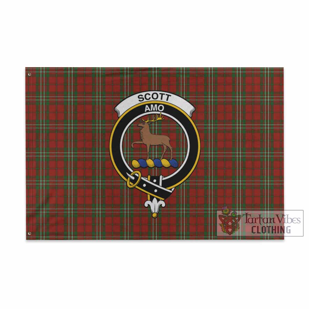 Tartan Vibes Clothing Scott Tartan House Flag with Family Crest