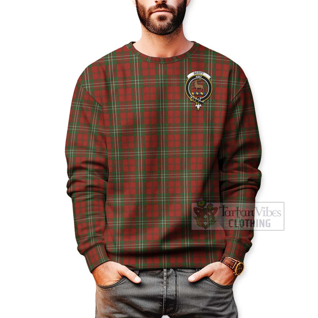 Tartan Vibes Clothing Scott Tartan Sweatshirt with Family Crest and Bearded Skull Holding Bottles of Whiskey