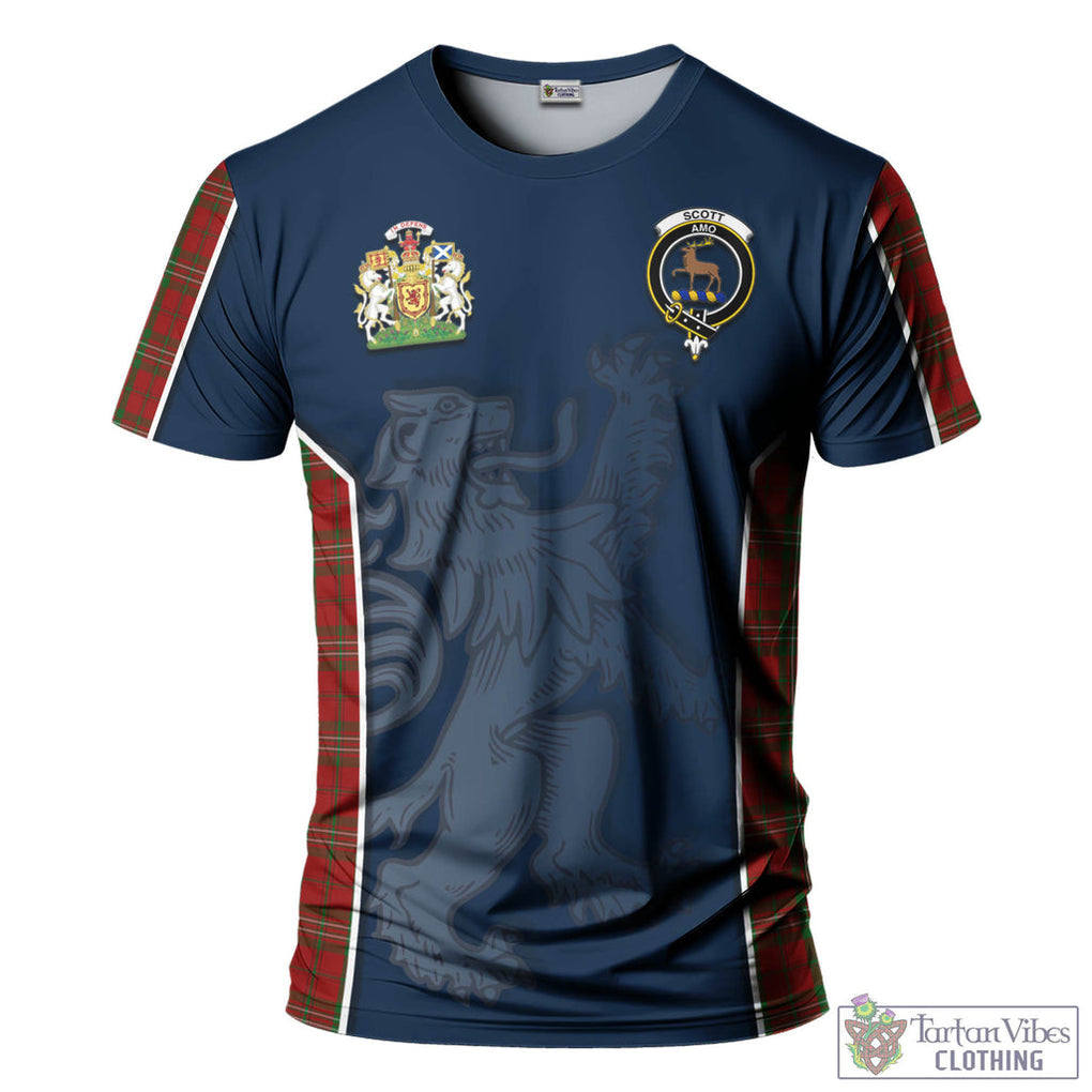 Tartan Vibes Clothing Scott Tartan T-Shirt with Family Crest and Lion Rampant Vibes Sport Style