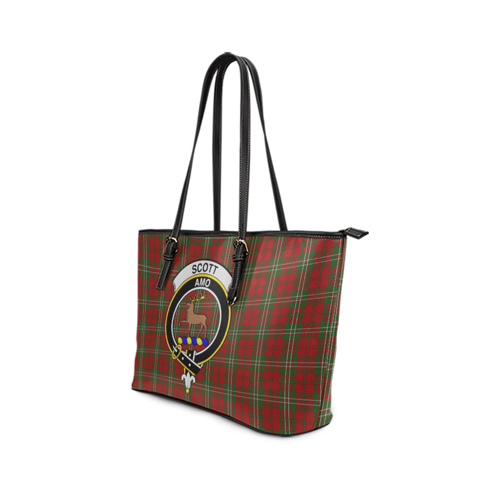 Scott Tartan Leather Tote Bag with Family Crest - Tartan Vibes Clothing