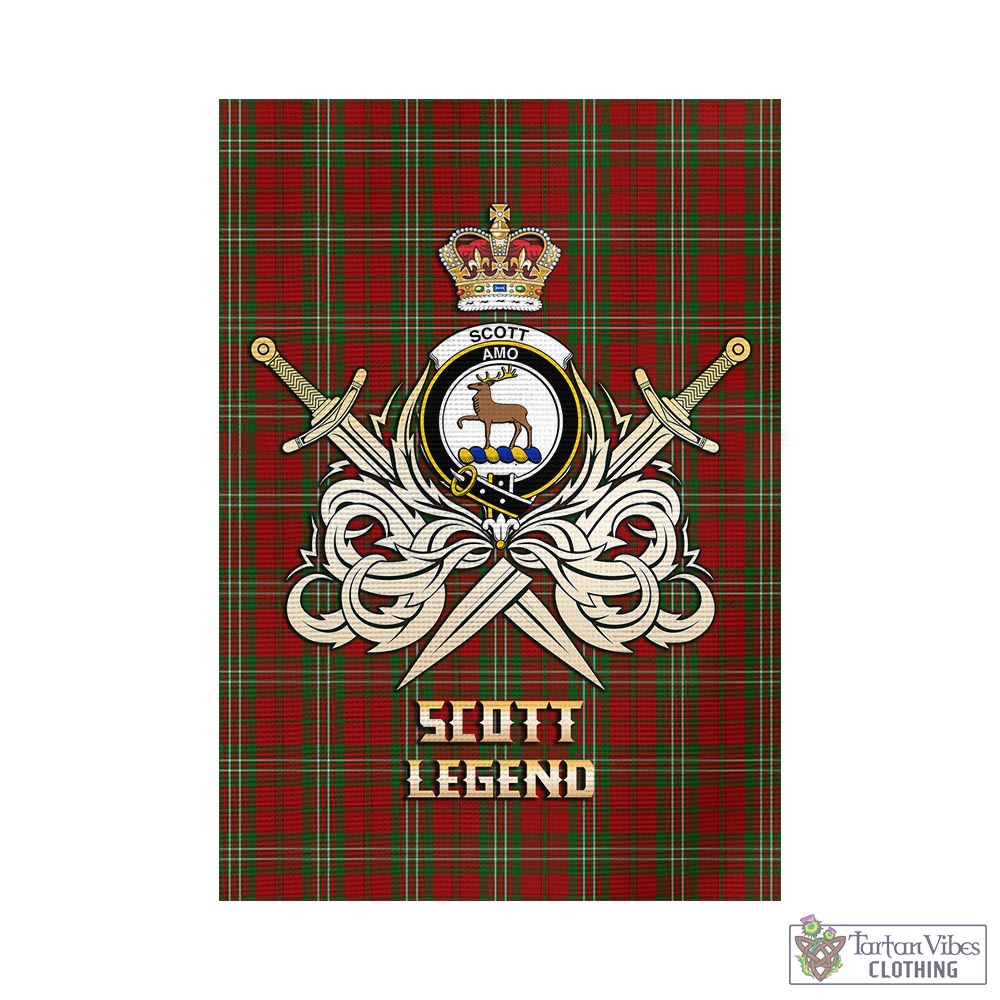 Tartan Vibes Clothing Scott Tartan Flag with Clan Crest and the Golden Sword of Courageous Legacy