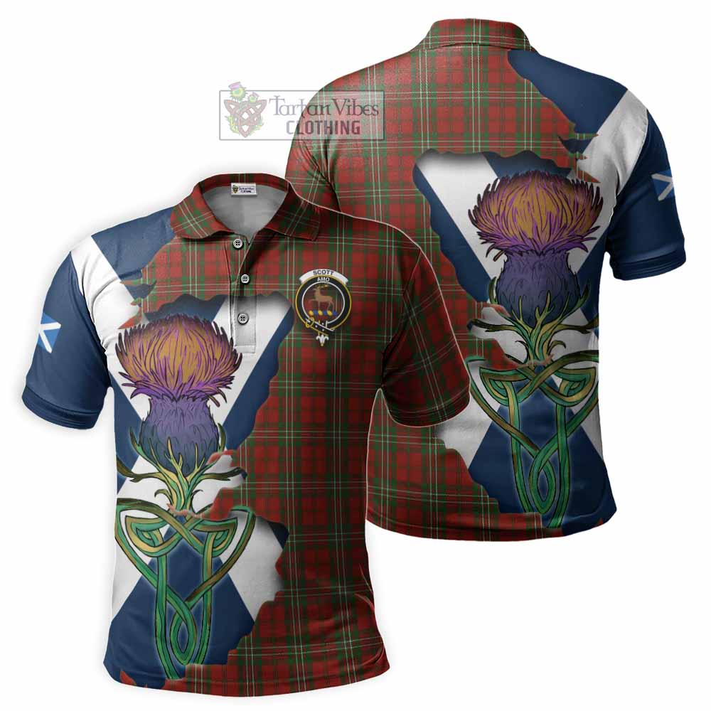 Scott Tartan Family Crest Polo Shirt Scottish Thistle Celtic Inspired - Tartan Vibes Clothing