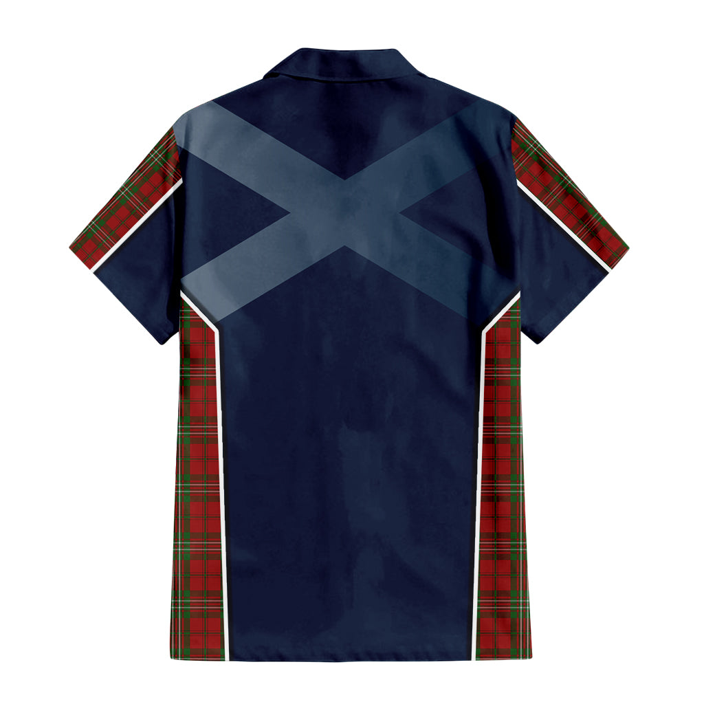 Tartan Vibes Clothing Scott Tartan Short Sleeve Button Up Shirt with Family Crest and Scottish Thistle Vibes Sport Style